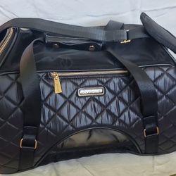 Like New Joan & David Designer Diamond Quilted Domed Pet Carrier Nylon Duffle Travel Bag!