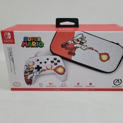 Nintendo Switch MARIO PowerA Enhanced WIRED Controller And Slim Case