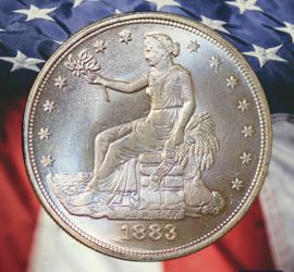 1883 Trade Dollar Silver Plated Novelty Coin - Uncirculated