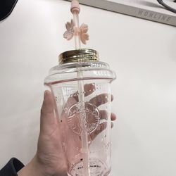 Starbucks 2021 China Pink Sakura Glass Tumbler 