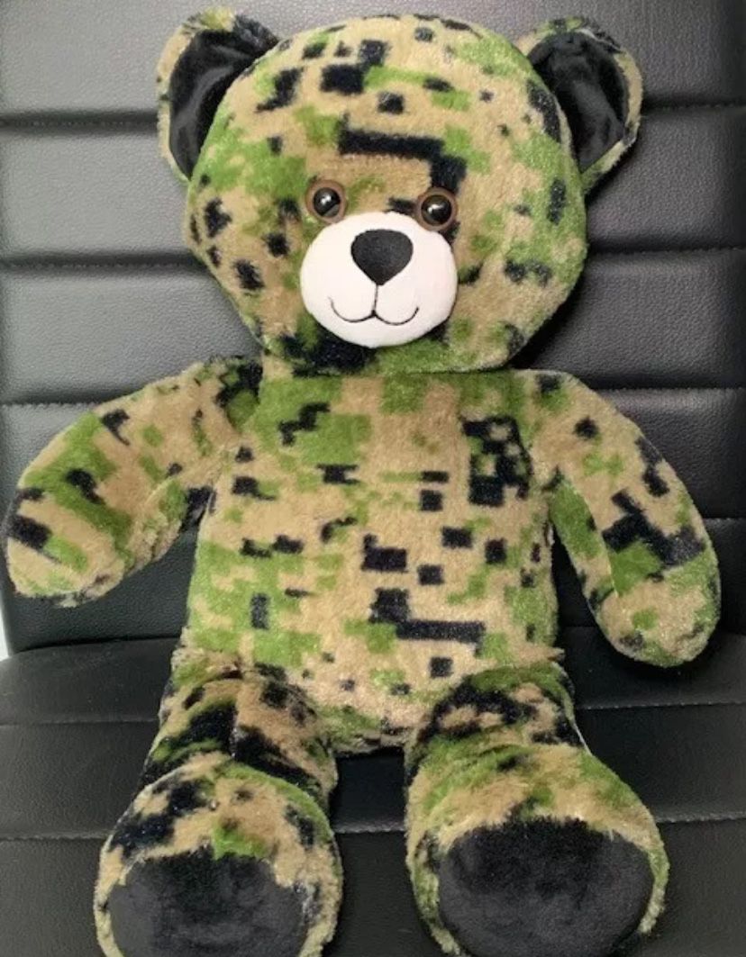 Build-A-Bear Digital Camo Bear Plush Stuffed Military Brown Eyes 18"