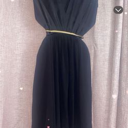 Size Small Ladies Black Dress Fancy Silk 