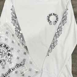 White Chrome Heart Sleeve Long Sleeves 