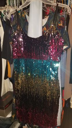 Sequin multicolor short dress large