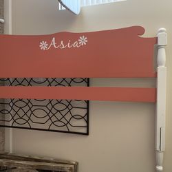 Cute pink and white XL twin/full-size headboard.