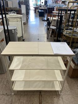 4-Tier Shoe Rack Steel Frame Storage Organizer Entryway w/ Fabric Shelves - Natural Beige