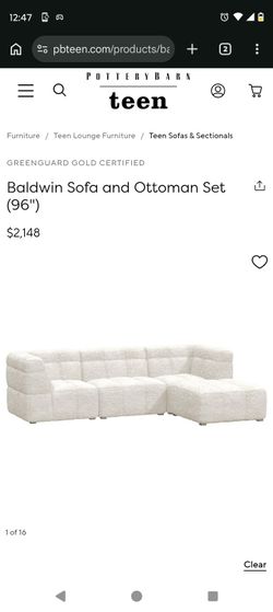 Pottery Barn Teen Baldwin 5 piece sectional