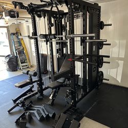 Smith Machine 500 | Adjustable Bench | 245lb Cast Iron Olympic Weights | 7ft Olympic Bar | Fitness | Gym Equipment | FREE DELIVERY/INSTALLATION 🚚 🛠️