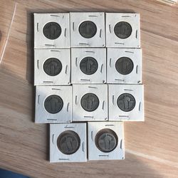10 Standing liberty Quarter silver Dollars (dates not Visible)