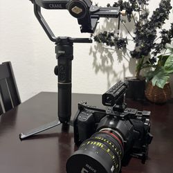 Black magic 6K combo with cage 50 inch prime lens and a gimbal