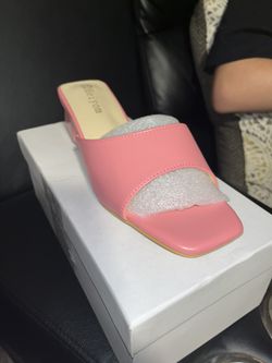 Pink Low Chunky Block Heels
