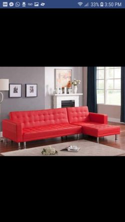 New red leather reversible sectional