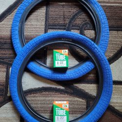 NEW Bicycle Bmx Fat Tires 20" Blue Black Wall