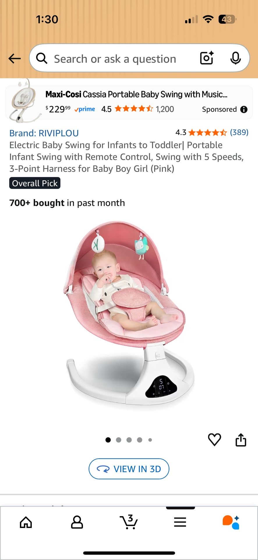 Infant Baby Swing (pink)