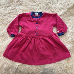 Vintage 90s Absorba Pink Cotton T Shirt Dress Fit Flare USA Made Girls 18 Months