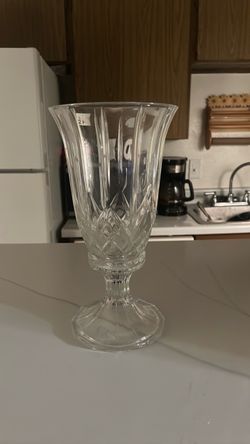 Clear Crystal Cut Glass Pedestal Vase