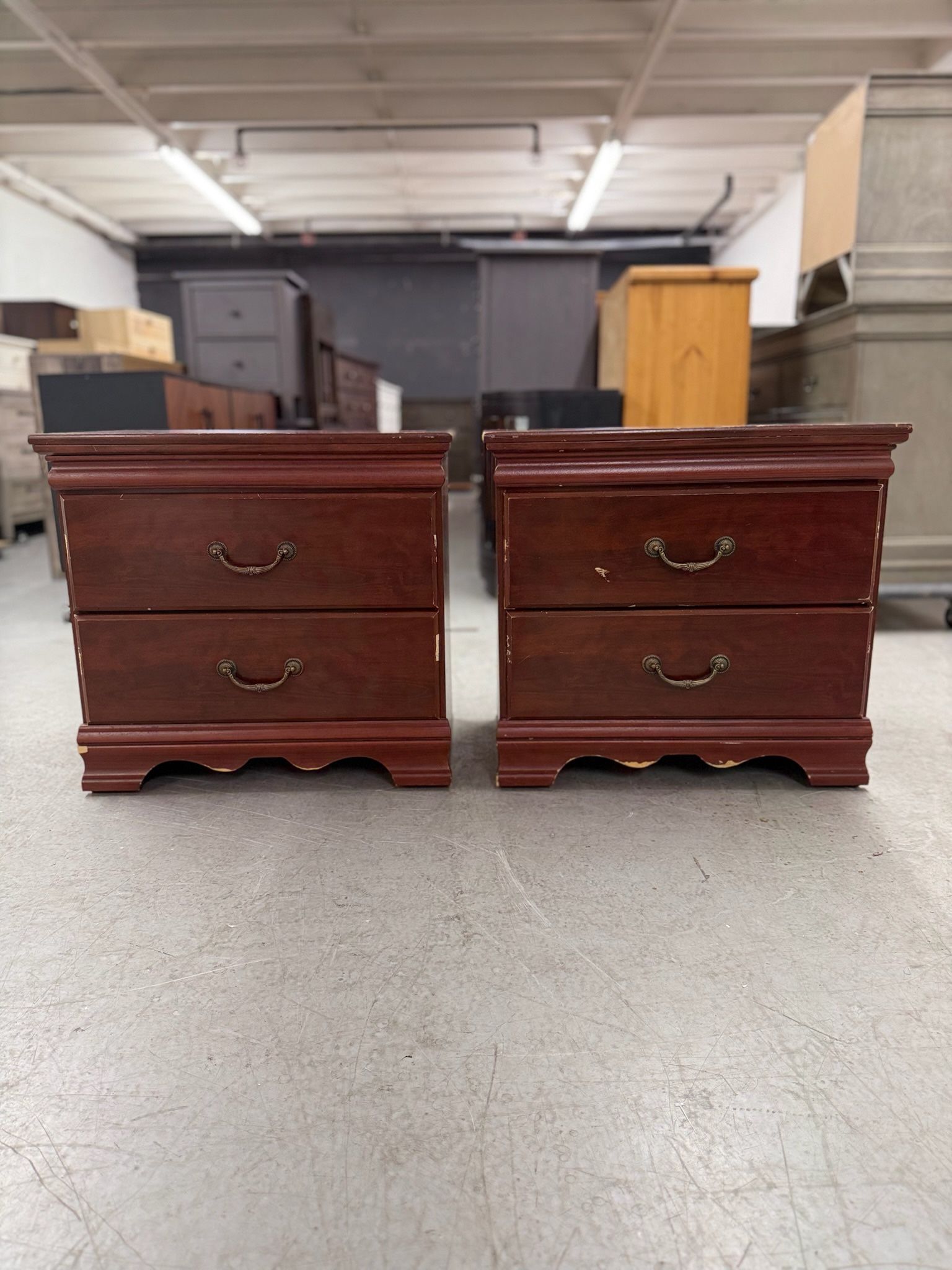 2 Matching Cherry Wood Color Nightstands/ Nightstand Set / End Tables / Side Tables
