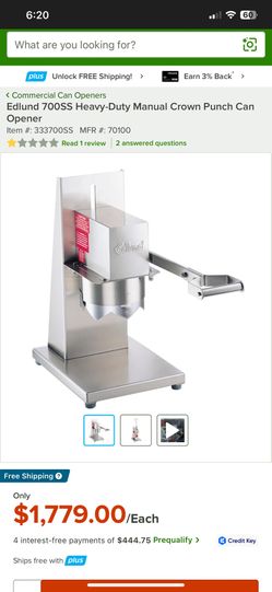 Edlund 700SS Heavy-Duty Manual Crown Punch Commercial Can Opener
