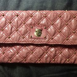 NEW Marc Jacobs Pink Snakeskin Gold Studded Clutch Handbag Wallet