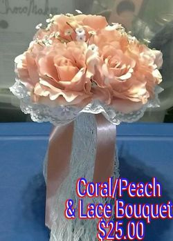 1 Coral/Peach & Lace Bouquet