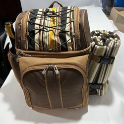 Hap Tim Picnic Basket Backpack for 2 Person with 2 Insulated Cooler Compartment,