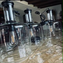 Industrial Glass Pendant Lights with Edison Bulbs