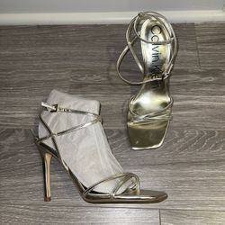 Calvin Klein Gold Sandal 9.5 Women’s Open Toe Heel