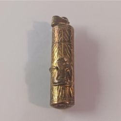 Antique Hand Carved Gold over Sterling Cherub Pendant