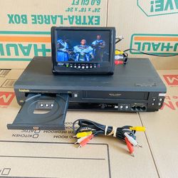 Symphonic SD7S3 DVD VCR Combo VHS Player Recorder AV Cable Tested Works. Great working condition and well maintained. Check all beautiful pictures. 