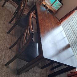 Solid Wood Dining Table 4 Chairs + Bench