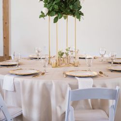 132 Inch Beige Round Tablecloth