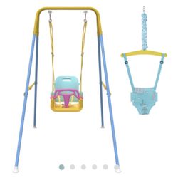 2 in 1 Toddler Swing & Baby Jumper, Foldable Baby Swing Outdoor & Indoor Use