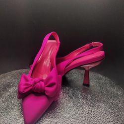 Women's Pointed Toe Sling Back Stiletto Bow Knot Heel
