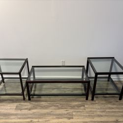 Glass Coffee Table & 2 End Tables