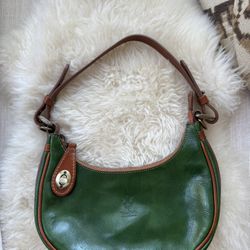 Vintage Leather Handbag In Green