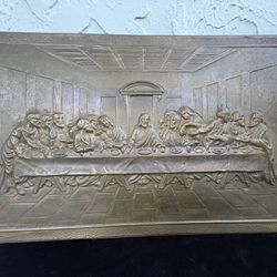 Vintage Copper Relief Jesus Last Supper Wall Decor