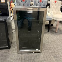 EUHOMY Refrigerador de bebidas, mini refrigerador de 130 latas con puerta de vidrio para refrescos, cerveza o vino, enfriador de bebidas para el hogar