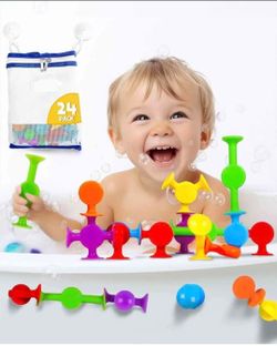 Brand new Suction Bath Toys 24pcs | Connect, Build, Create | No Mold Bath Toy | Hours of Fun & Creativity | Stimulating & Addictive Sensory Suction T