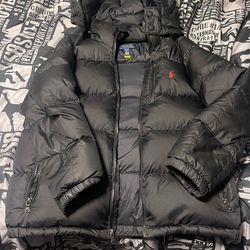 black polo ralph lauren down puffer jacket