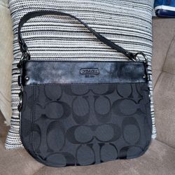 Coach Zoe Shoulder Bag in Black Canvas