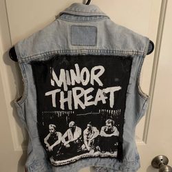 MINOR THREAT - Salad Days === Back Patch Attached To Guess Denim Vest Women M