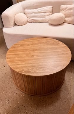 Modern Round Coffee Table with Storage – $60