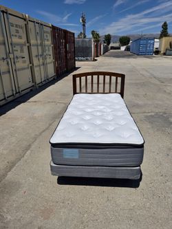 Twin Mattress Set with Wood Headboard