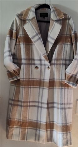 Ann Taylor Plaid Wool Blend Long Coat