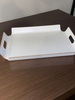 Crate and Barrel Modern Curved Wood Tray with Handles 21"x15.5"inch