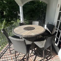 Outdoor Table With Chairs And Fire-pit 