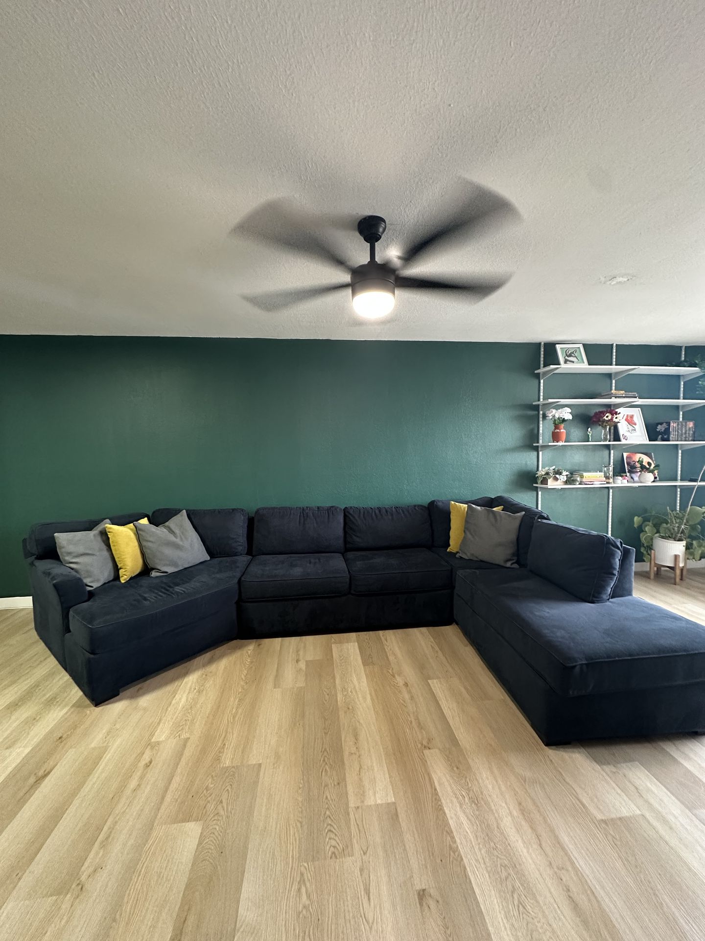 Living spaces navy blue sectional couch