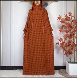 2024 New Ramadan Muslim Two Hats Abaya Dubai Turkey Islam Prayer Clothes