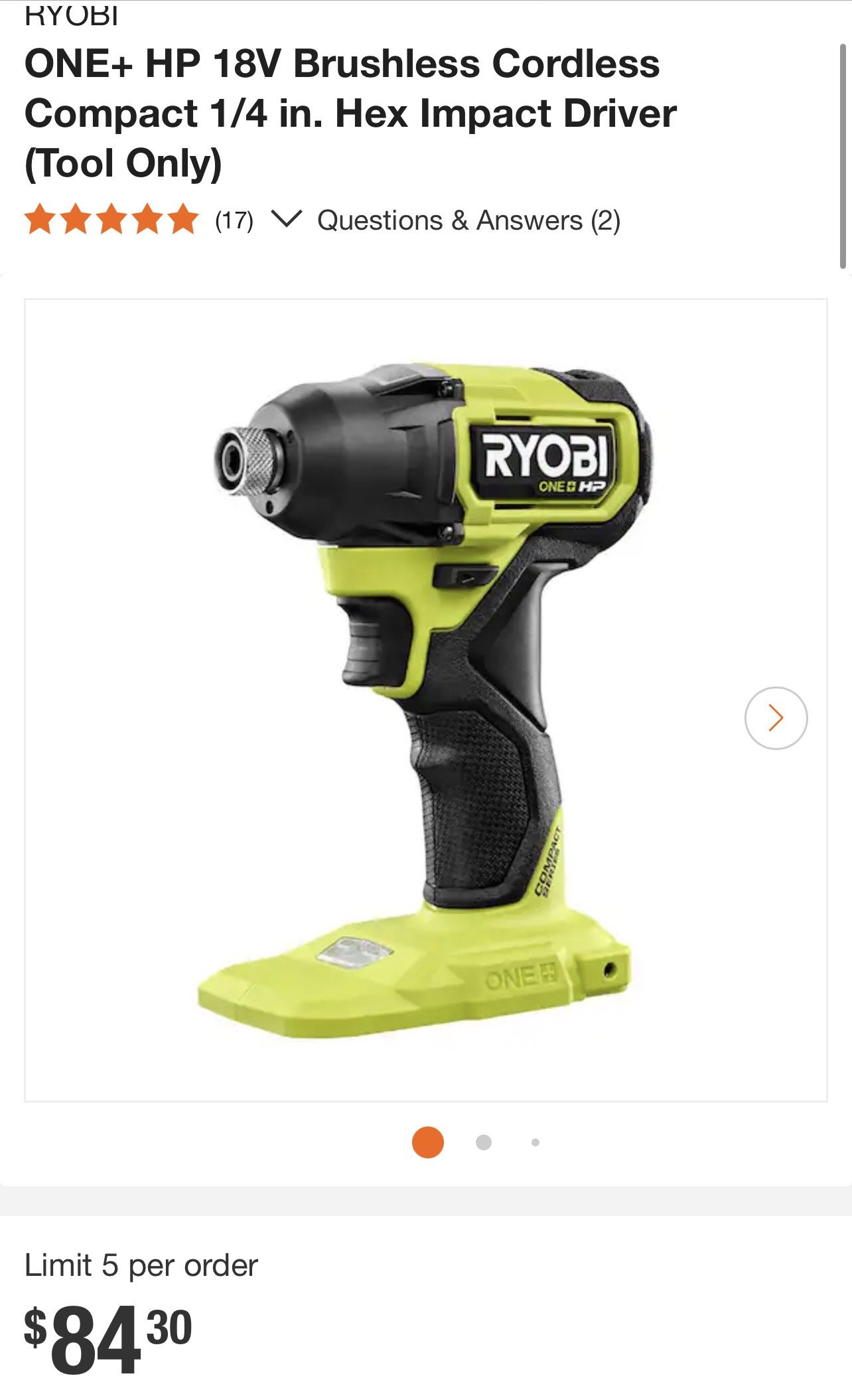 RYOBY 18v IMPACT Driver