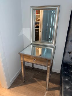 Mirrored Side Table with Wall Mirror